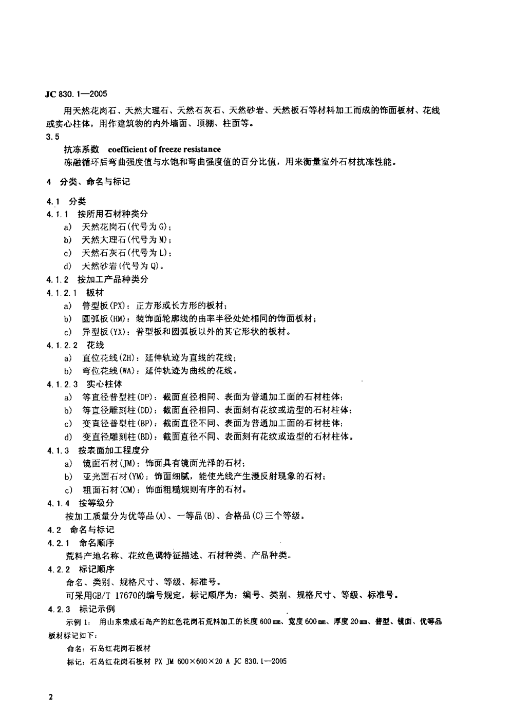 JC 830.1-2005 干挂饰面石材及其金属挂件 第一部分:干挂饰面石材-4 JC 830.1-2005 干挂饰面石材及其金属挂件 第一部分:干挂饰面石材-4