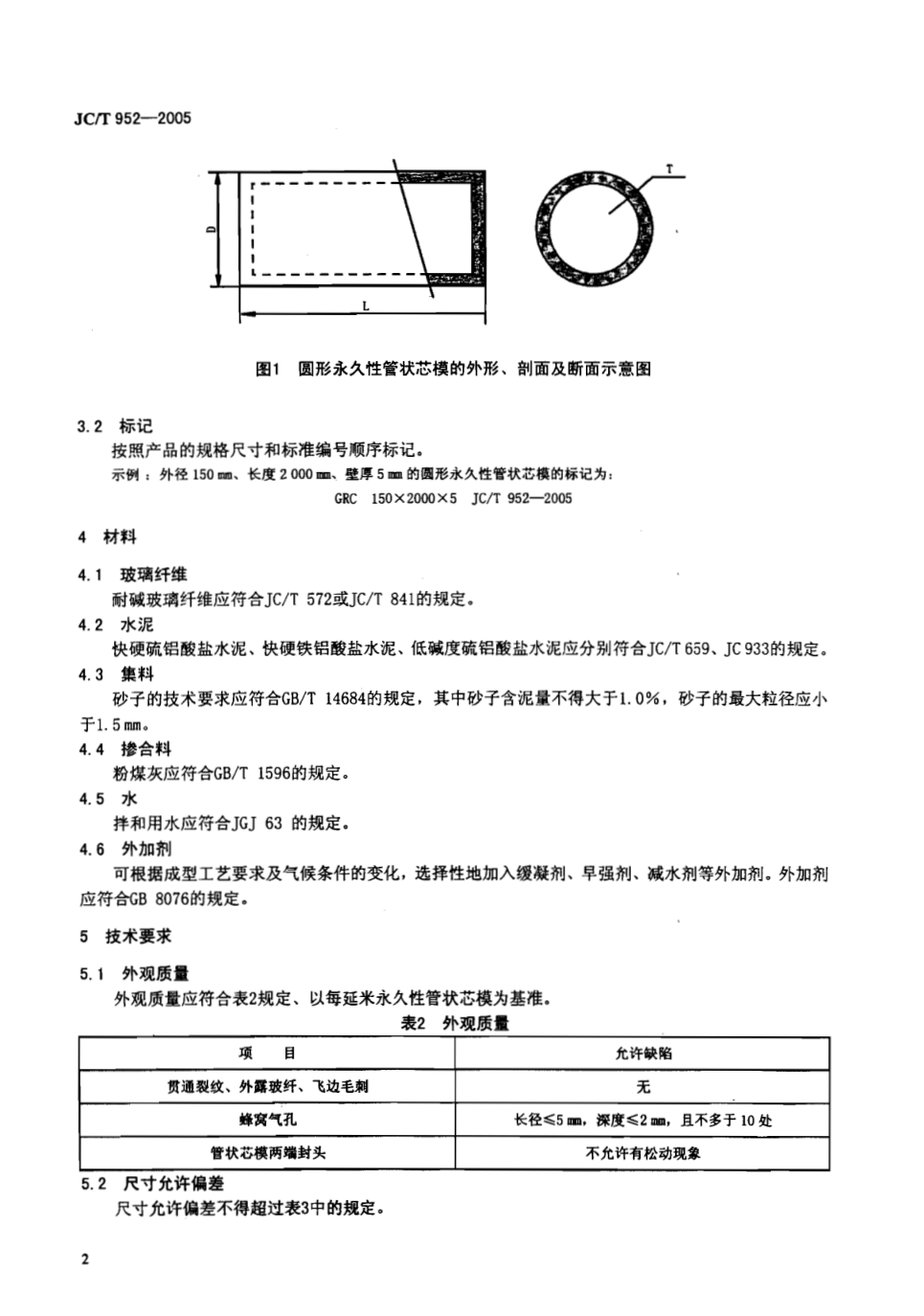JCT 952-2005 玻璃纤维增强水泥永久性管状芯模-3 JCT 952-2005 玻璃纤维增强水泥永久性管状芯模-3