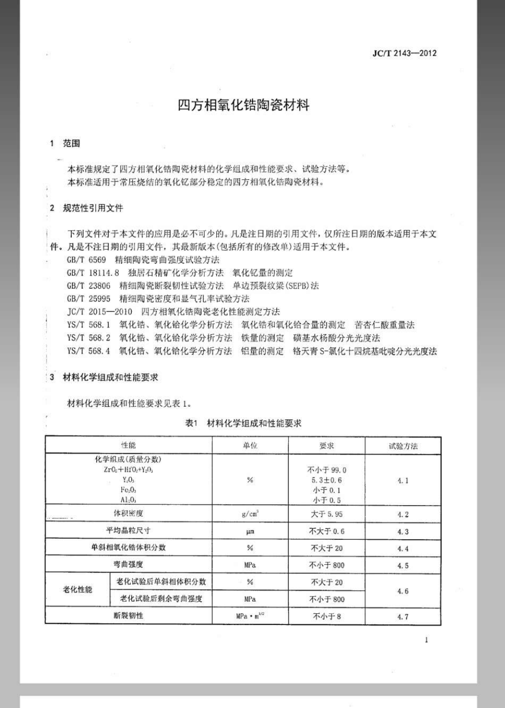 JCT 2143-2012 四方相氧化锆多晶陶瓷材料-2